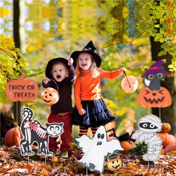 Halloween Yard Signs, 10 Pcs Outdoor Lawn Decorations with Stakes - Sturdy - Picture 5 of 7
